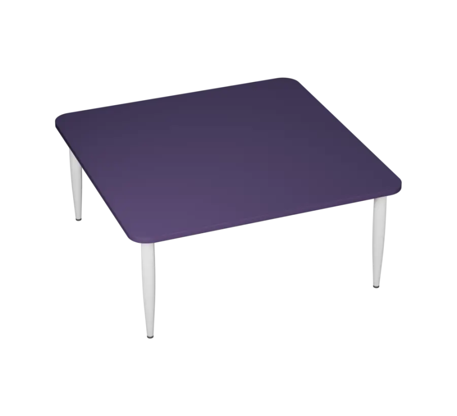 PLAYFORM 26 modulární hravé stoly, výška 520 mm, kovová podnož bílá, deska 25 mm, fialková